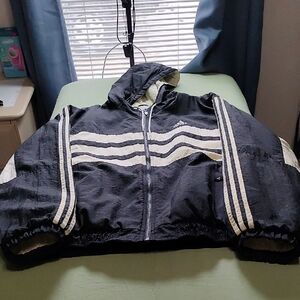 Vintage 90's Men's Adidas Black and White Quilted Jacket